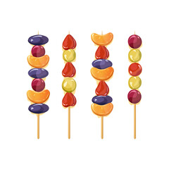 Chinese candied mixed fruit. Tanghulu.