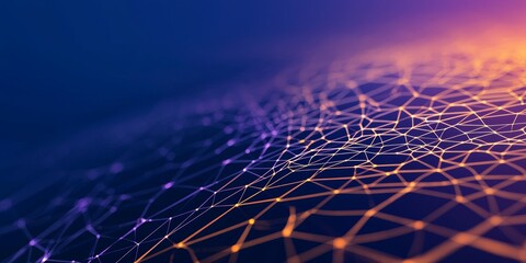 Abstract digital network illustration with glowing nodes and connections, perfect for tech and data concepts.