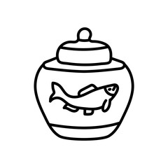 Ming Dynasty Ceramics Outline Icon, Vector illustration