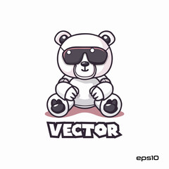 Fototapeta premium Robot bear logo, vector, mascot, character, cartoon, illustration, eps10