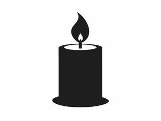 Silhouette candle, black color only, vector style, simple design, white background, candle line art silhouette vector illustration. 