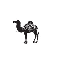 Camel silhouette. Camel logo, icon, sign. Camel silhouette vector illustration black and white.