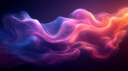 Blue Purple Abstract Dynamic Wave on Black Background Artistic Illustration