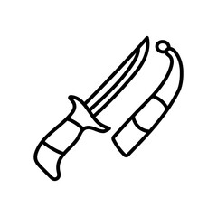 Old Curved Dagger Outline Icon, Vector illustration