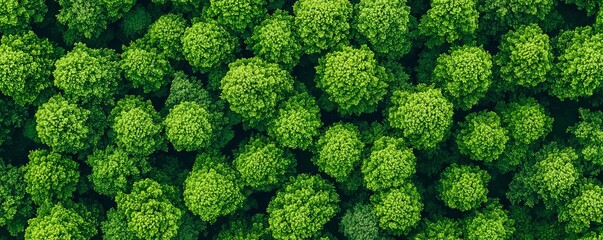 Naklejka premium Aerial view of vibrant green trees showcasing the lush foliage and natural beauty of a forest landscape.
