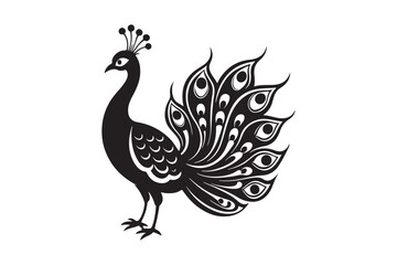 Obraz premium Peacock silhouette vector illustration, Peacock silhouette vector , Peacock silhouette , Peacock silhouette PNG. 