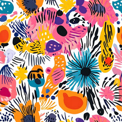 Fototapeta premium floral and leaf seamless patterns in doodle-style tile designs with graphic format.