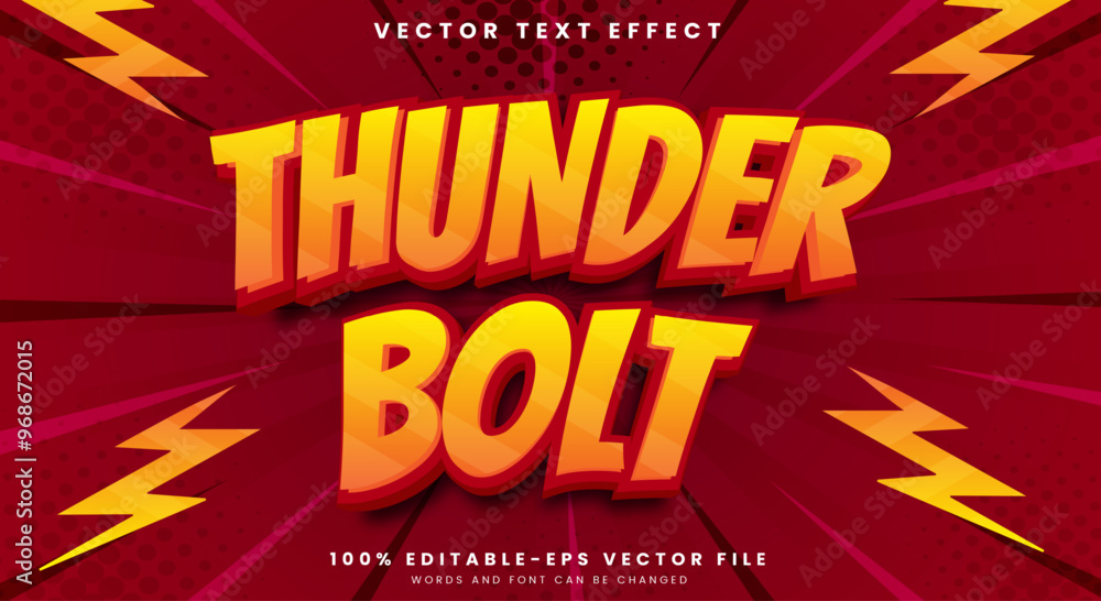 Poster thunder bolt editable text effect template with electric text style theme
