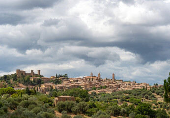 Obraz premium Panorama of the city of Montalcino, Tuscany, famous for its Brunello wine