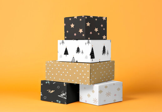 Stack Gift Boxes Mockup With Generative AI
