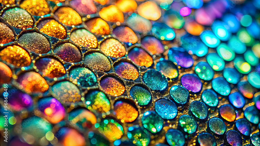 Aufkleber the surface displays an array of colorful, shimmering scales revealing intricate details and shiny d