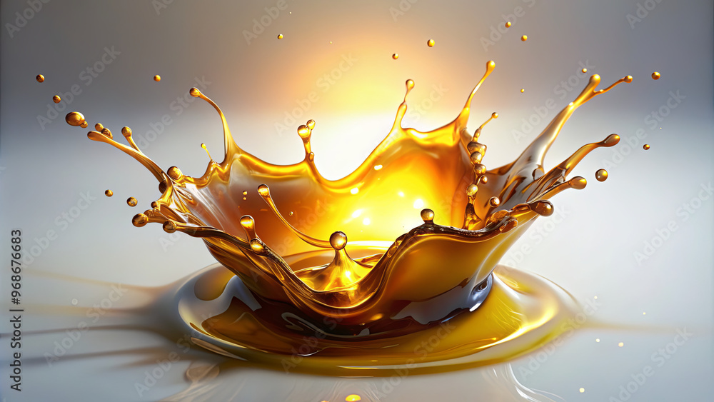 Aufkleber a vibrant splash of golden liquid forms a mesmerizing pattern as it collides with a smooth surface, 