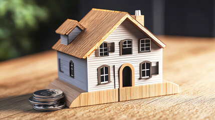 Falling interest rates visualized with a house and a declining mortgage rate symbol