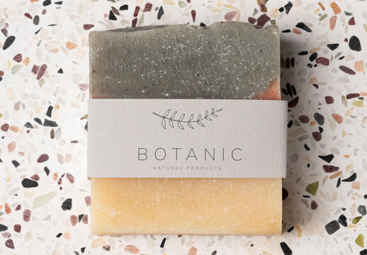 Branding Flatlay Soap Band Label Mockup