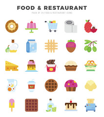 Food and Restaurant. Flat icons Pack. vector illustration.