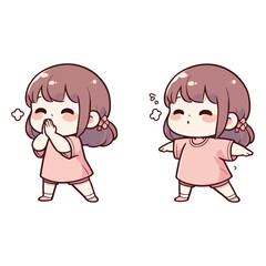 Cute girl doing breathing exercise. Care. Awareness, mindfulness and meditation.