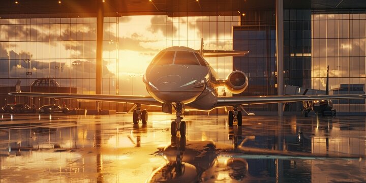 Luxury private aircraft at the terminal