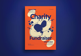 Orange Playful Charity Fundraiser Flyer Layout