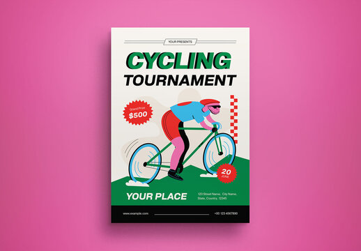White Flat Design Cycling Tournamet Flyer Layout