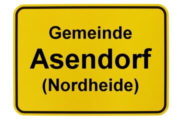 Illustration eines Ortsausgangsschildes der Gemeinde Asendorf (Nordheide) in Niedersachsen