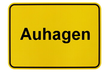 Illustration eines Ortsausgangsschildes der Gemeinde Auhagen in Niedersachsen