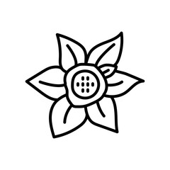 Purple Clematis Outline Icon, Vector illustration