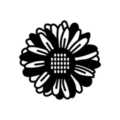Red Gerbera Glyph Icon, Vector illustration