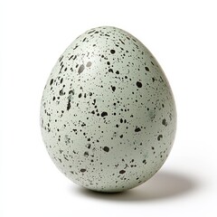 Speckled duck egg on white background, isolated,