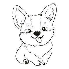 Cute Corgi hand drawn illustration vector, Kids Print 