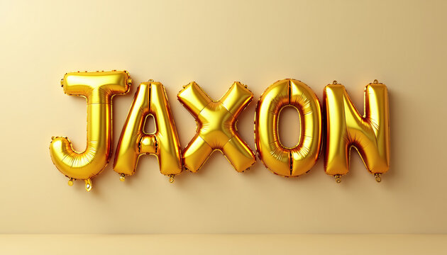 JAXON Golden 3D Balloon Letters on Solid Color Background