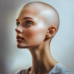 Photo of a Woman with Alopecia, Bald Woman