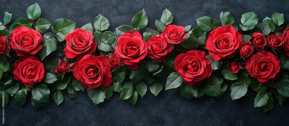 Canvas Prints Red Roses on a Black Background