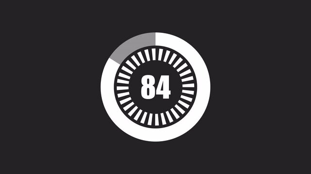 progress circle with white color, Set of progress circles, Statistics, increase, loading circles, growth, rise. Business and finance concept animation on black background.	