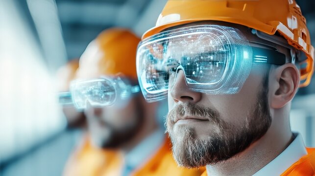 Logistics workers using augmented reality (AR) to manage inventory