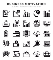 Vector icons set of Business Motivation. Lineal Filled style Icons.