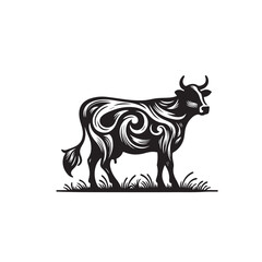Obraz premium Cow silhouette. cow logo, icon black and white. Cow vector design. Bull, dairy cow