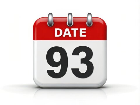 Calendar Icon Featuring Number 93 Date