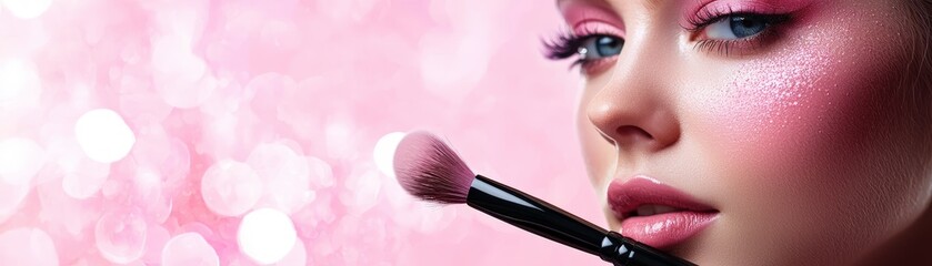 Naklejka premium Gorgeous cosmetics session, elegant cosmetics image, professional and charming look soft pastel color background with clean copyspace