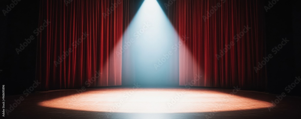 Poster dramatic stage lighting shines on an empty theater stage, creating a perfect backdrop for performanc