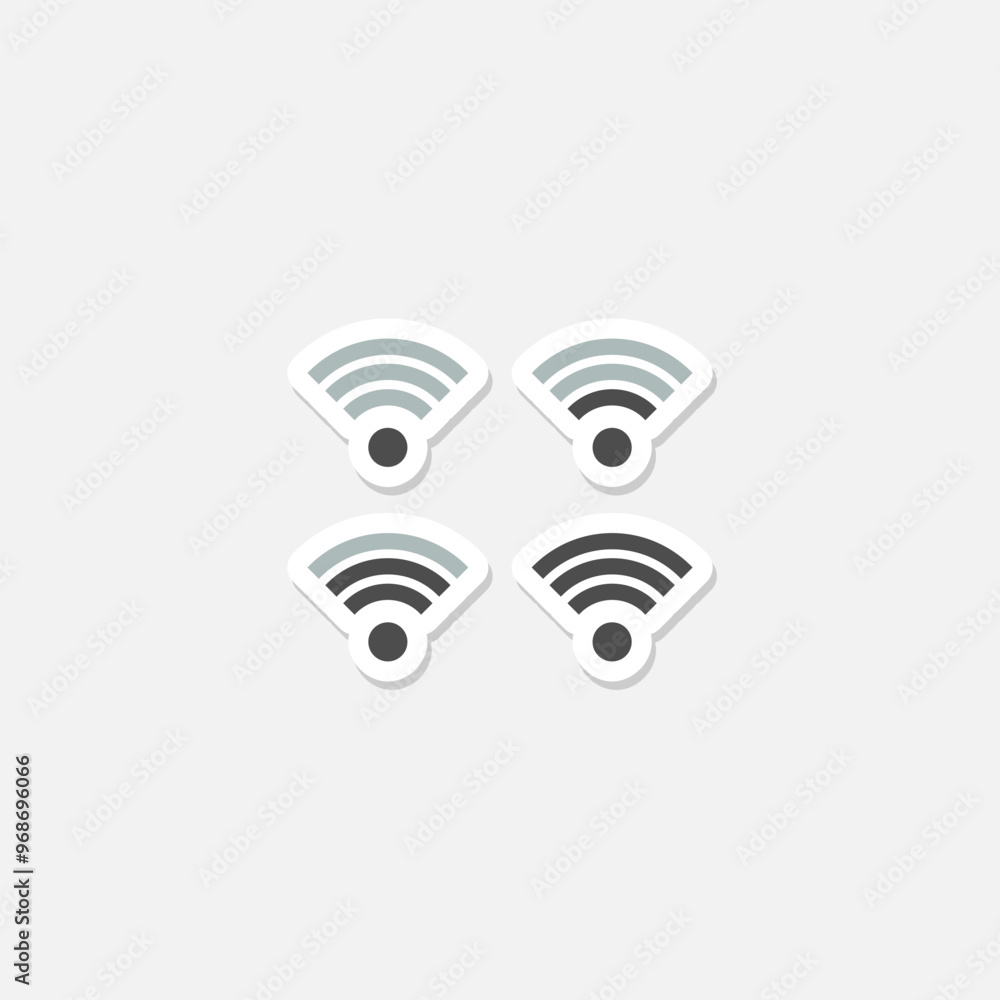 Poster wireless and wifi icons sticker isolated on gray background