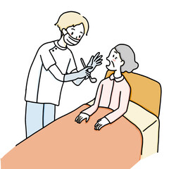 訪問歯科（介護）椅子に腰かけて歯科診療