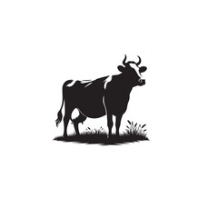Fototapeta premium Cow silhouette. cow logo, icon black and white. Cow vector design. Bull, dairy cow