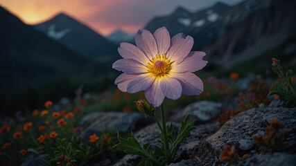 Luminous flower in mountains during the day 22.