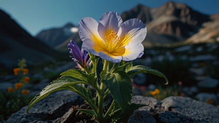 Luminous flower in mountains during the day 23.