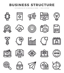 Collection of Business Structure 25 Lineal Icons Pack.