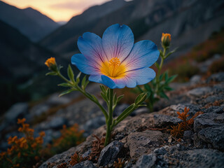 Luminous flower in mountains during the day 25.