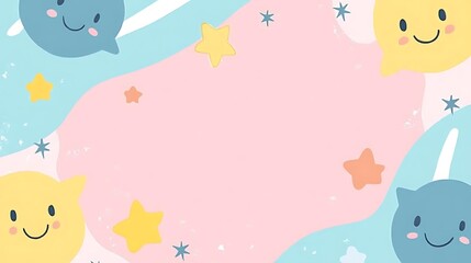 Colorful Background with Smiling Faces and Stars