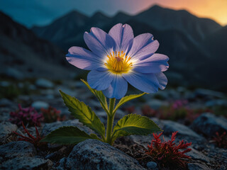 Luminous flower in mountains during the day 27.