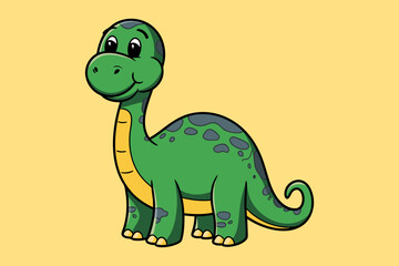 Cute Funny Baby  Dinosaur Holiday Summer Cartoon Vector Icon Illustration. Animal Holiday Icon Concept Isolated