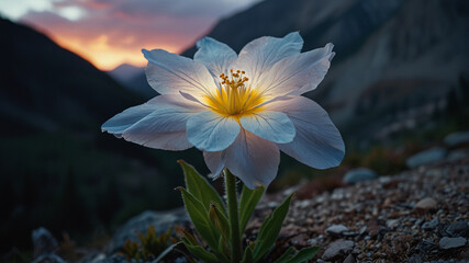 Luminous flower in mountains during the day 28.